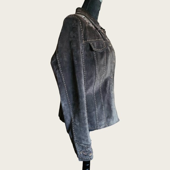 COLDWATER CREEK Chocolate Brown Leather Western Jacket Size MED - Picture 5 of 10